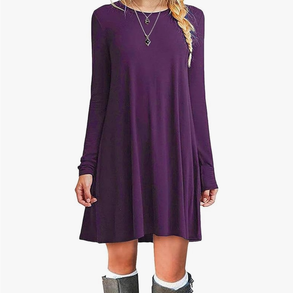 Elegant Purple Long Sleeve Dress